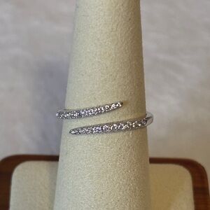 CZ Adjustable Twist Dainty Stackable 925 Sterling Silver Ring